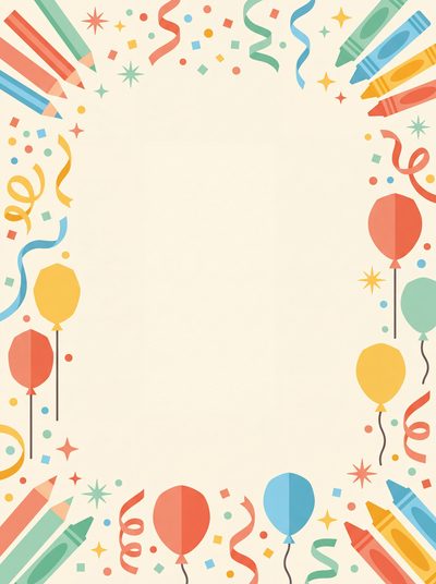 Crayons, ballons et confettis
