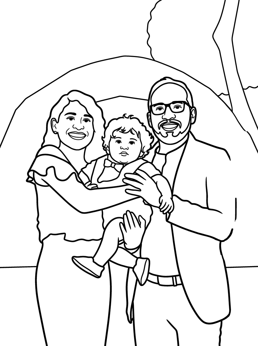 Page de coloriage obtenue : Le décor devient de grands aplats à colorier